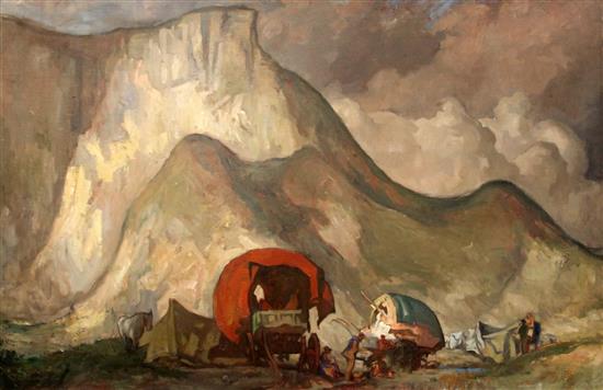 § Frank Brangwyn (1867-1956) Gypsy encampment 48 x 72in.